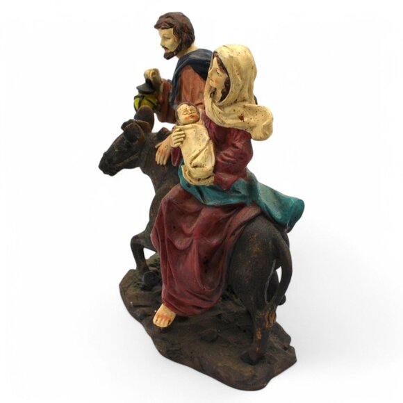 Holy Family ‘Flight Into Egypt’ Resin Sculpture with Mary, Joseph & Donkey - Picture 3 of 6